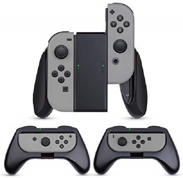 Nintendo switch ジョイコン グリップ(3個セット)【HeysTop】 ニンテンドースイッチ コントローラー switch ハンドル Joy Conグリップ 装着簡単/反応素早い/精密寸法/作動中ランプ付き (ブラック)